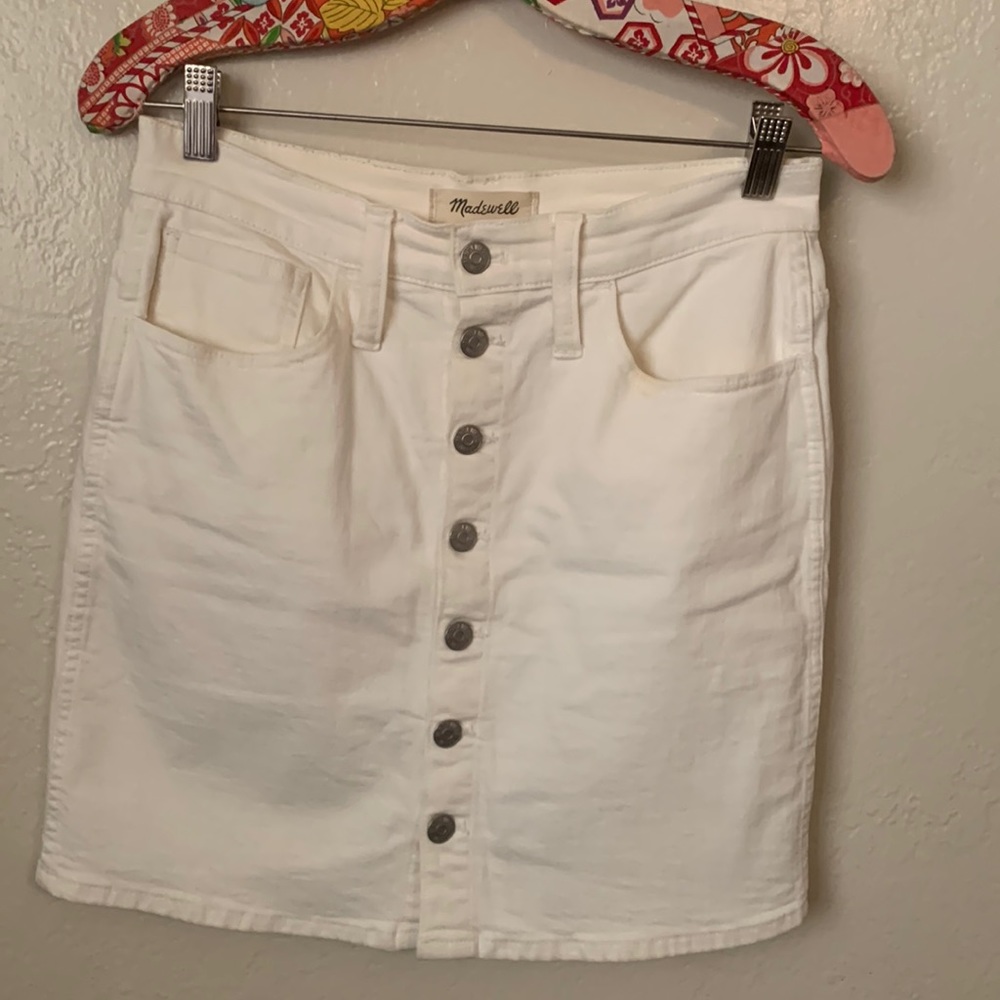 Madewell White Jean Skirt